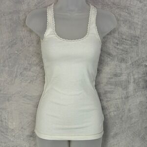 Vtg y2k American Eagle White Lace Trim Tank Top Sz S Bella Swan Elena Gilbert